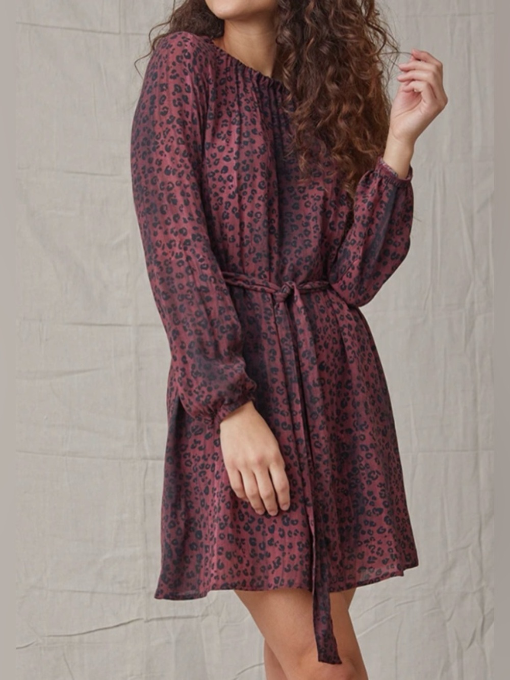 Cloth & Stone Leopard Print Tie Waist‎ Dress Size S